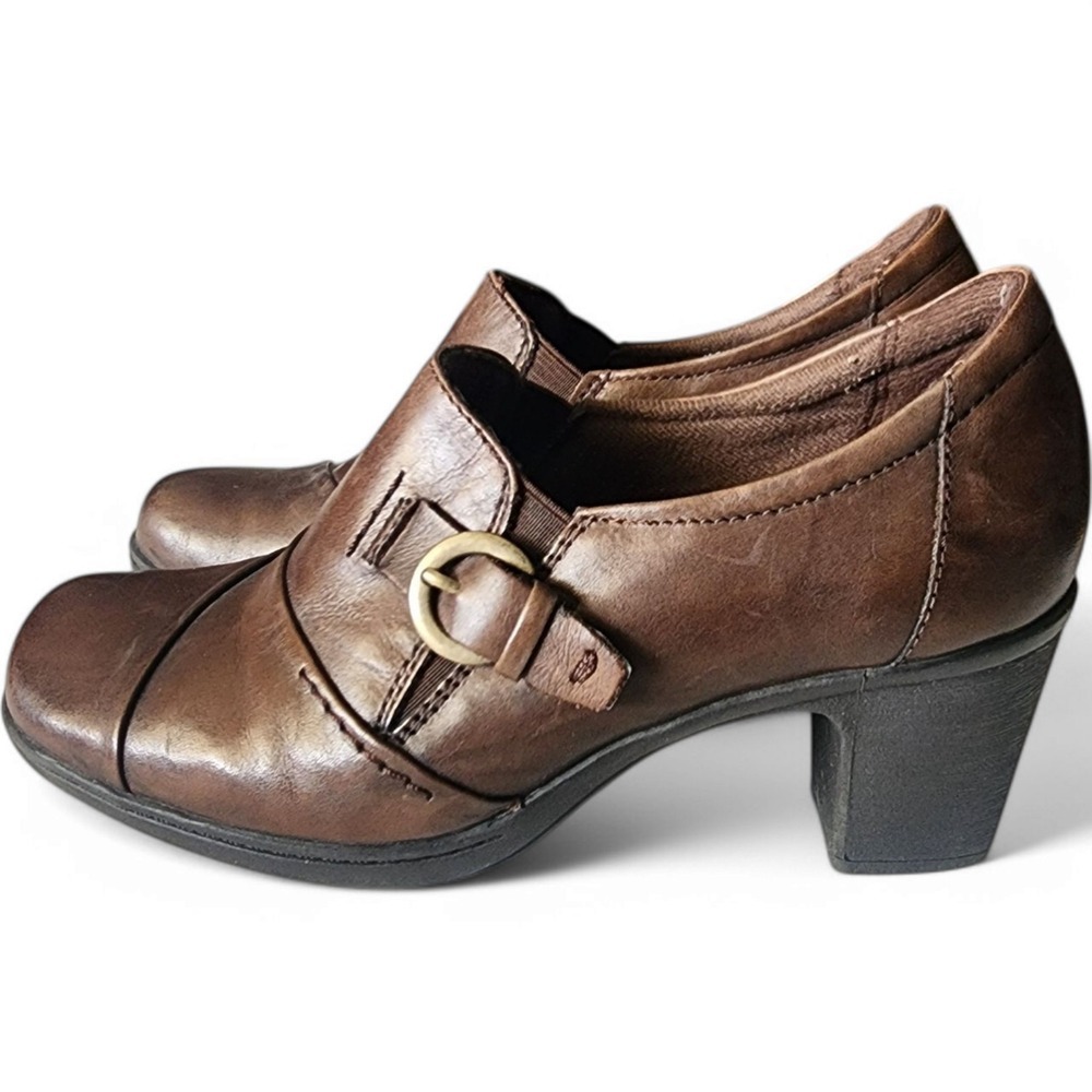 Earth Origins Mclean Leather Pump Comfort Dress Shoes Buckle Detail Brown Size 6